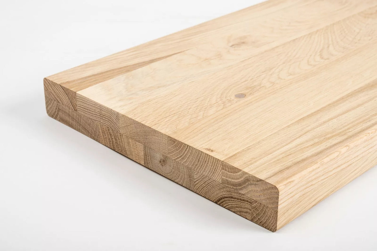 Shelf Stair tread Risers Windowsill Oak Rustic, full stave lamellas, 40 mm, 2-layer, Hard wax oil nature white