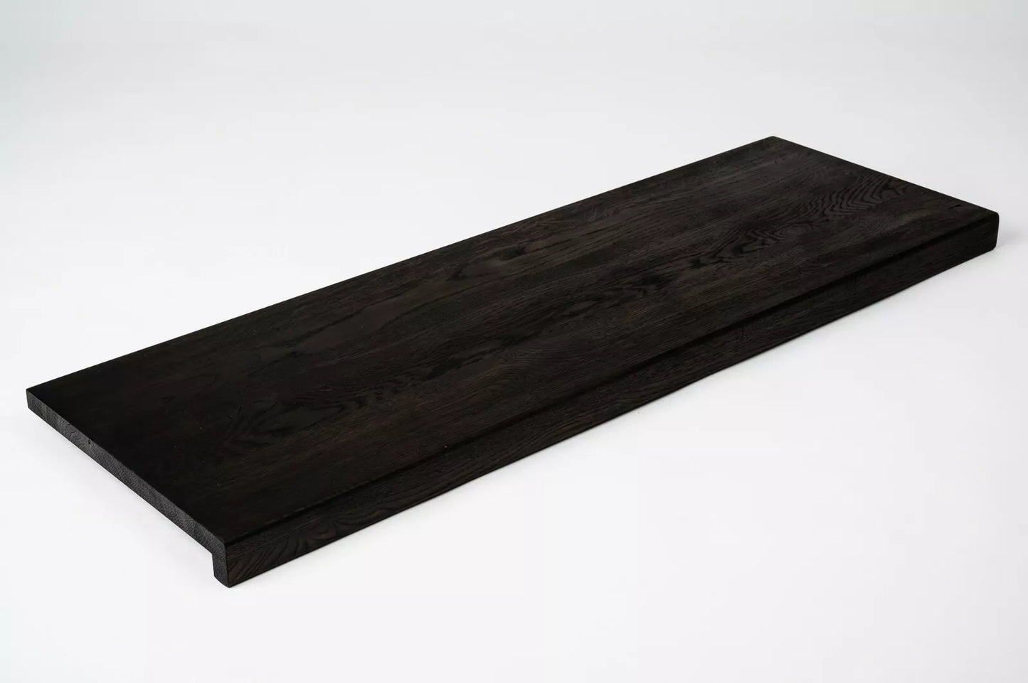 Stair tread Windowsill with overhang Smoked Oak Rustic, full stave lamellas, 26 mm, Black oil