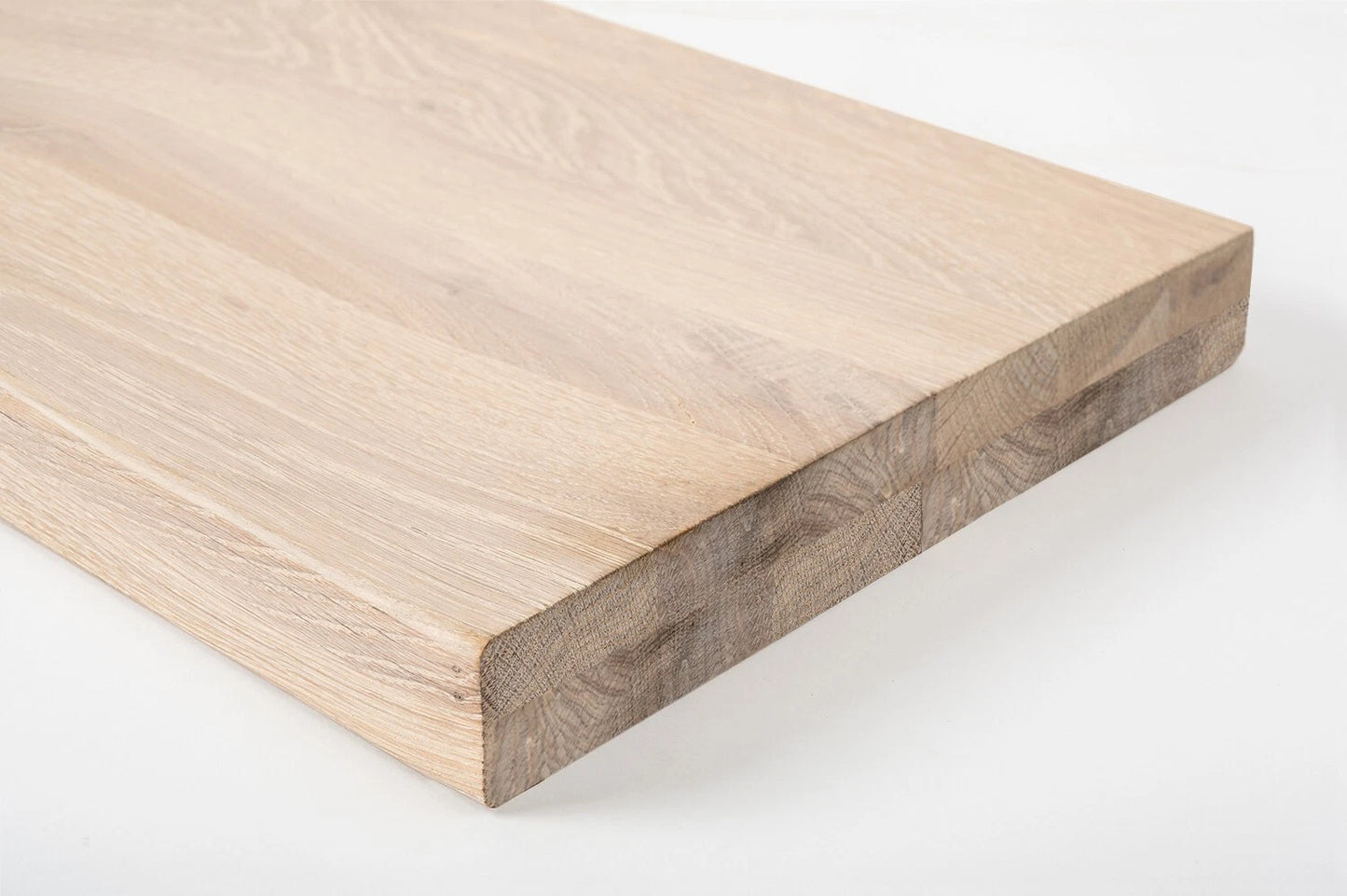Shelf Stair tread Risers Windowsill Oak Rustic, full stave lamellas, 40 mm, 2-layer, Chalked white oil