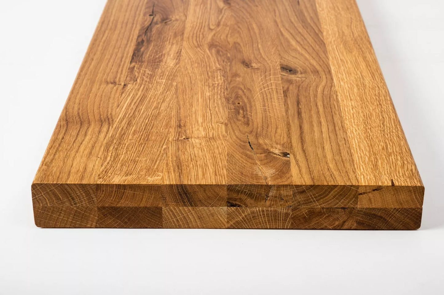 Shelf Stair tread Risers Windowsill Oak Rustic, full stave lamellas, 40 mm, 2-layer, Naturally oiled