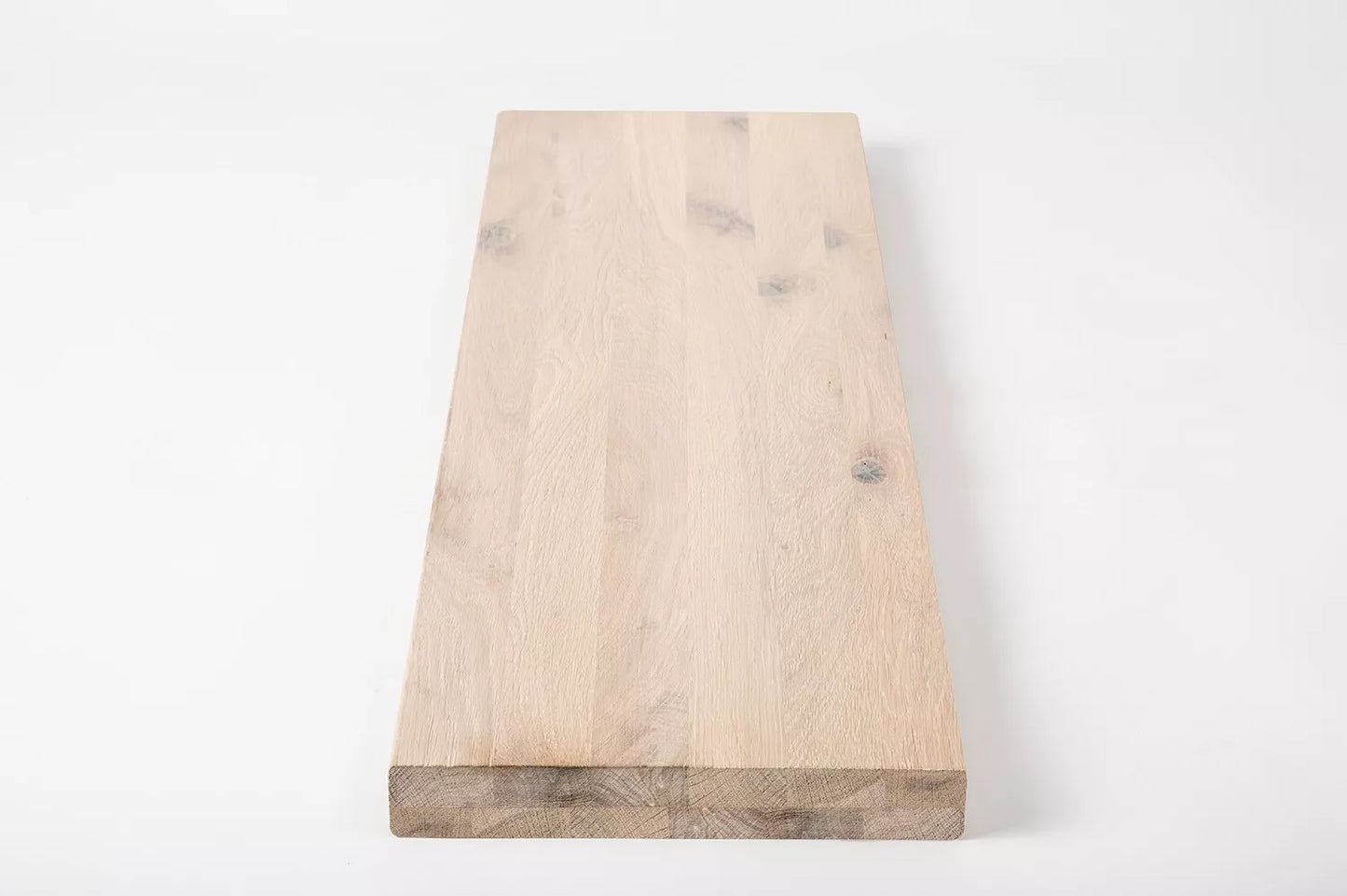 Shelf Stair tread Risers Windowsill Oak Rustic, full stave lamellas, 40 mm, 2-layer, Chalked white oil