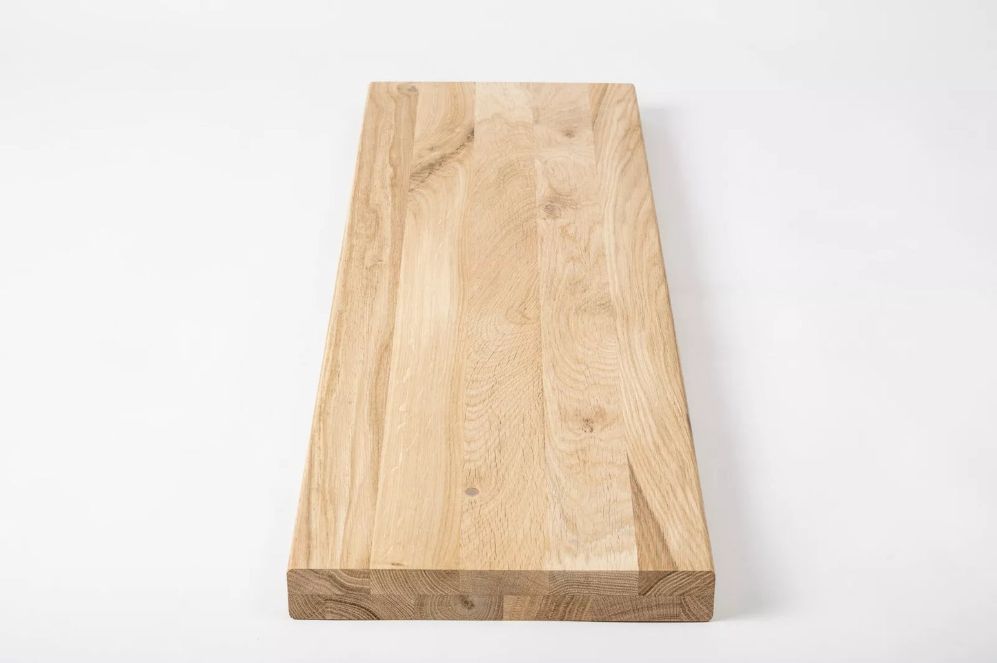 Shelf Stair tread Risers Windowsill Oak Rustic, full stave lamellas, 40 mm, 2-layer, Hard wax oil nature white