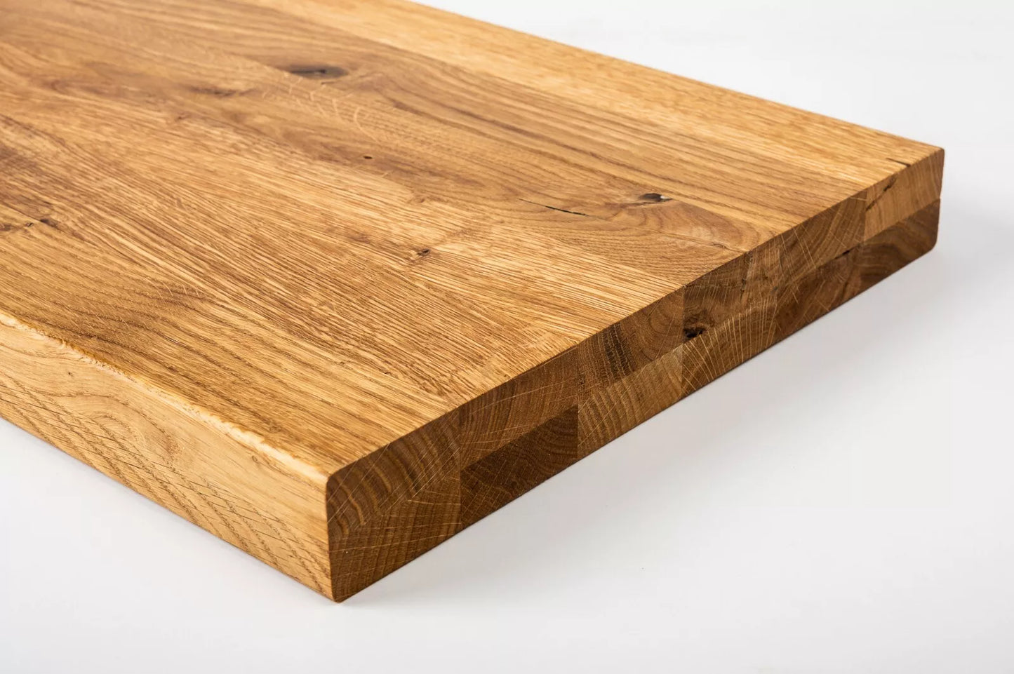 Shelf Stair tread Risers Windowsill Oak Rustic, full stave lamellas, 40 mm, 2-layer, Naturally oiled