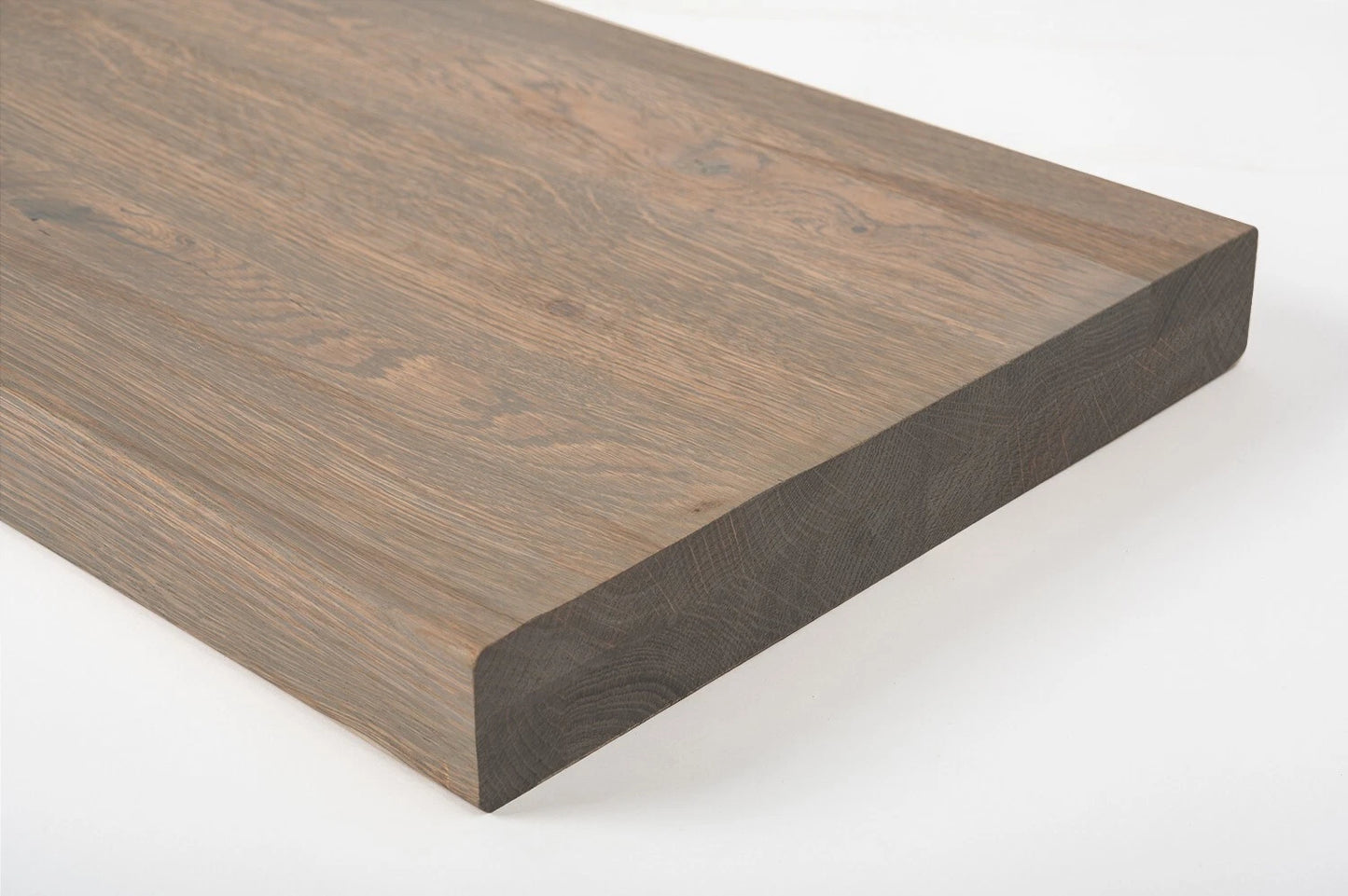 Shelf Stair tread Risers Windowsill Oak Rustic, full stave lamellas, 40 mm, 2-layer, Graphite oil