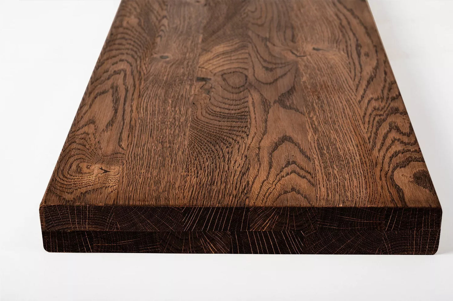 Shelf Stair tread Risers Windowsill Oak Rustic, full stave lamellas, 35 mm, 2-layer, Walnut oil