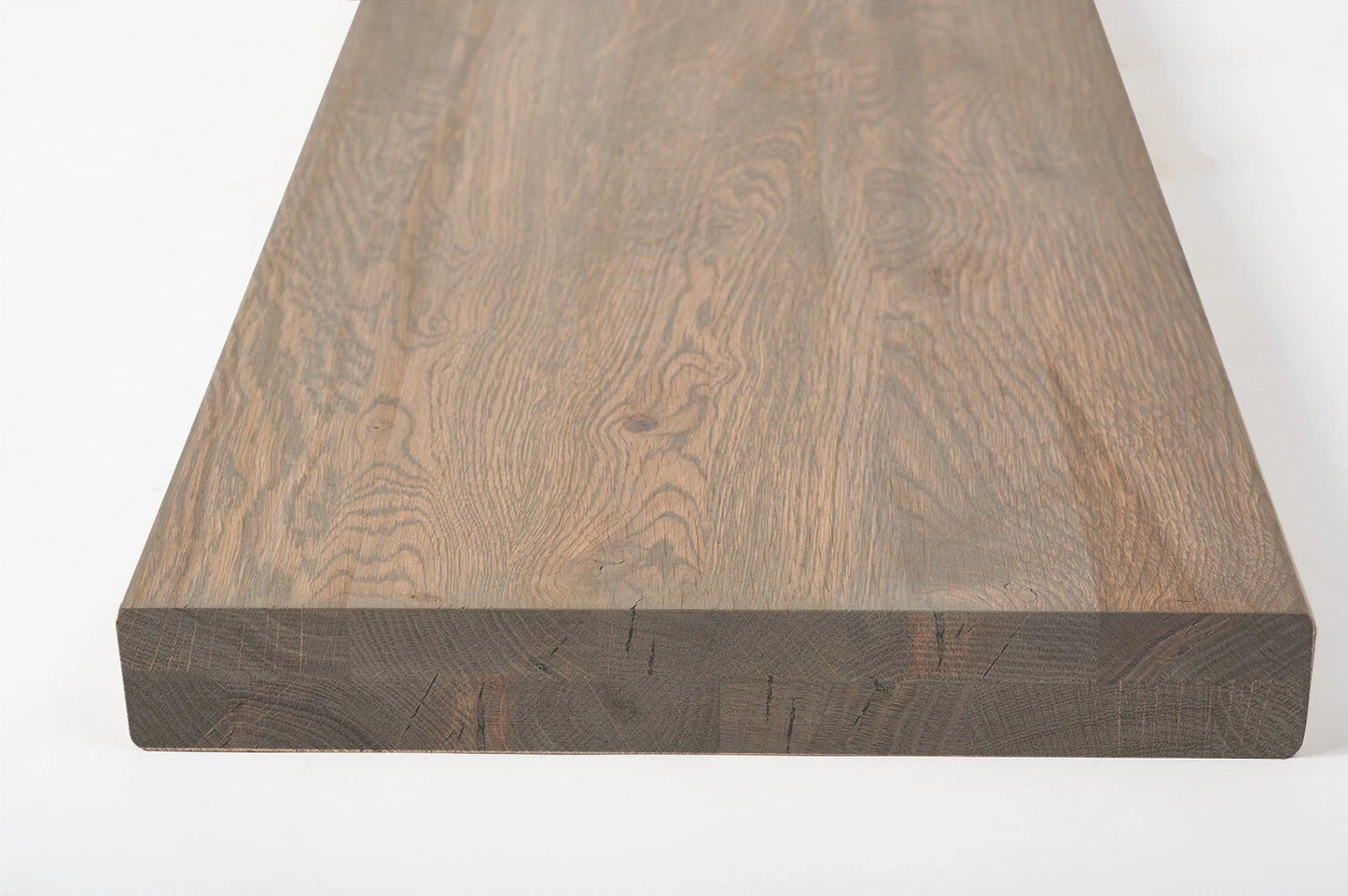 Shelf Stair tread Risers Windowsill Oak Rustic, full stave lamellas, 40 mm, 2-layer, Graphite oil