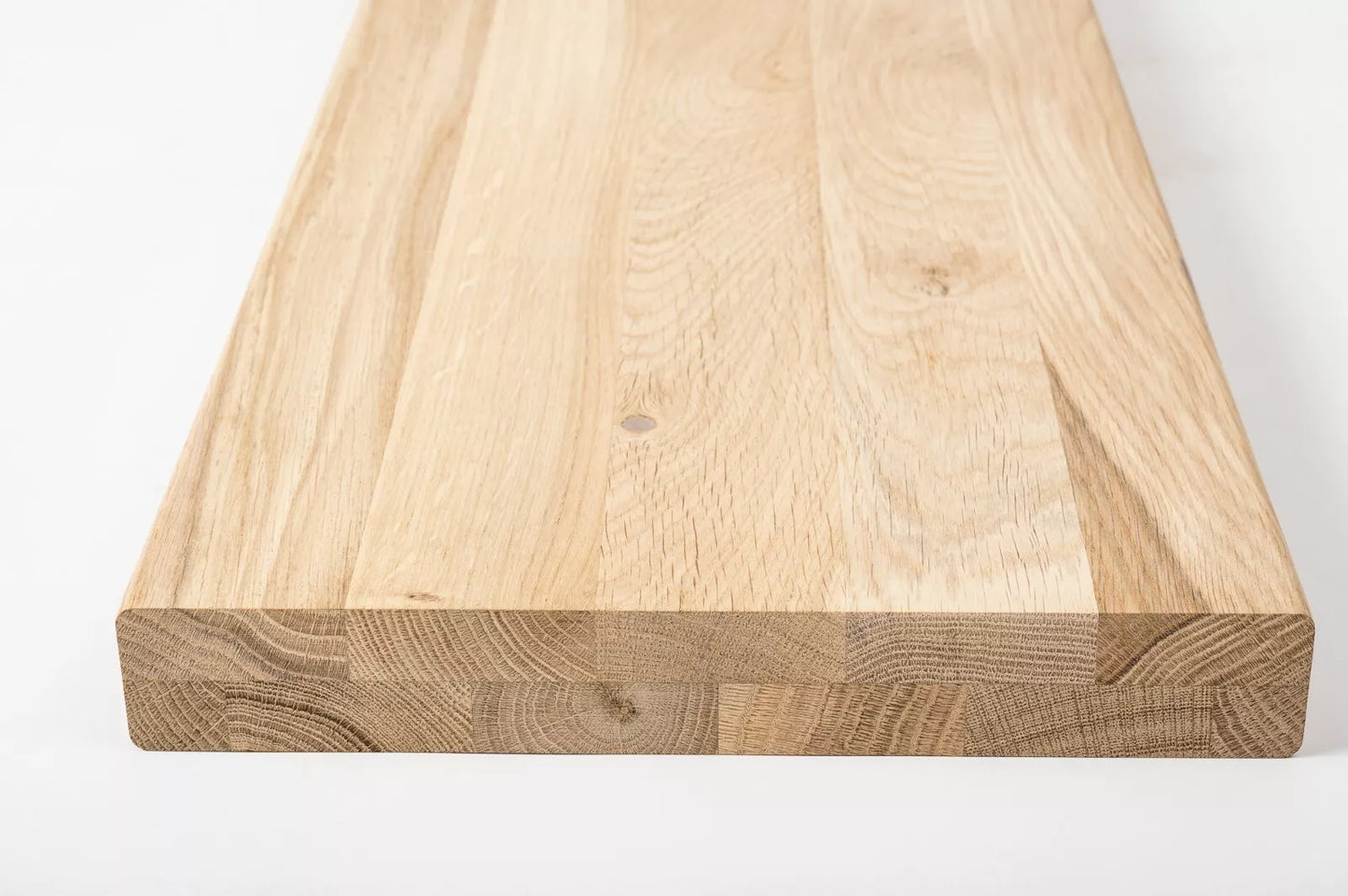 Shelf Stair tread Risers Windowsill Oak Rustic, full stave lamellas, 40 mm, 2-layer, Hard wax oil nature white