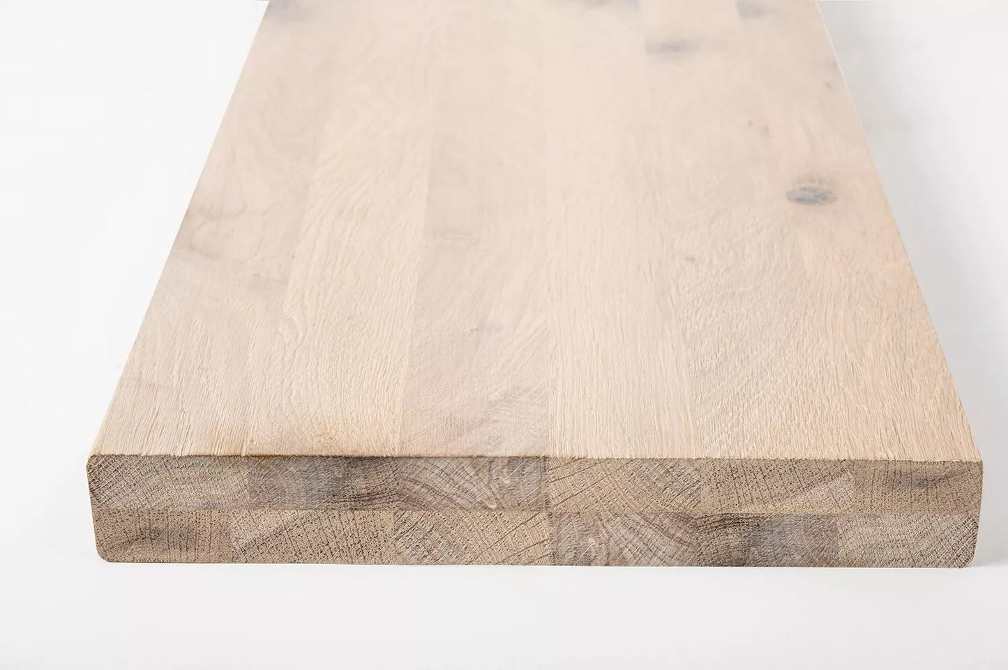Shelf Stair tread Risers Windowsill Oak Rustic, full stave lamellas, 40 mm, 2-layer, Chalked white oil
