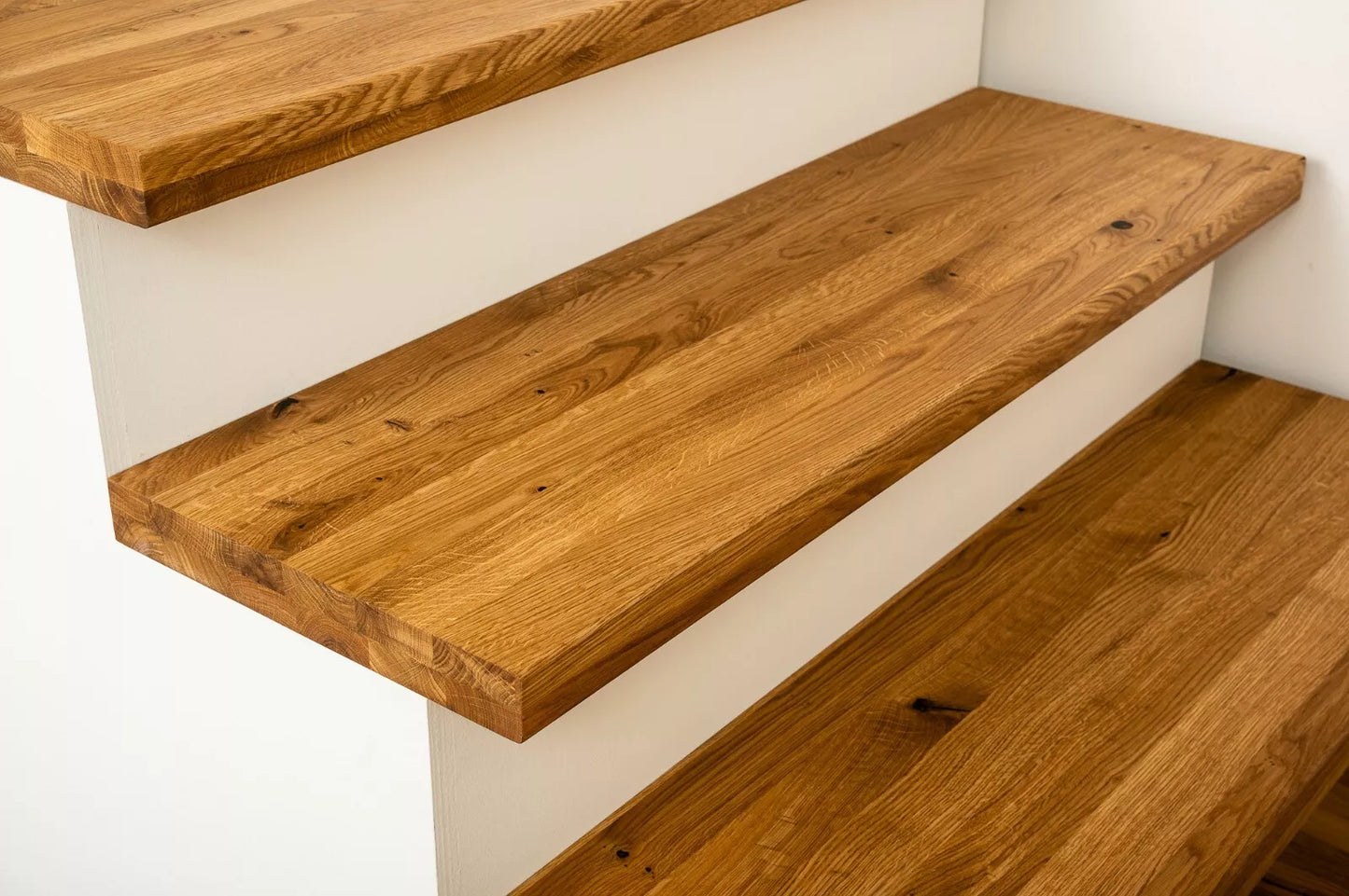 Shelf Stair tread Risers Windowsill Oak Rustic, full stave lamellas, 40 mm, 2-layer, Naturally oiled