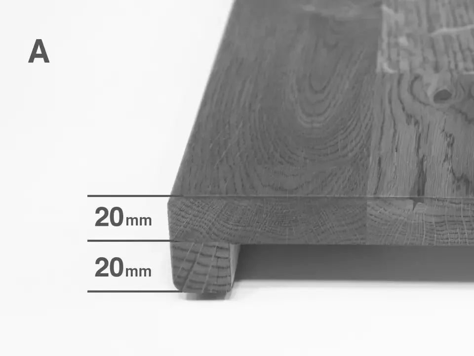 Stair tread Windowsill with overhang Smoked Oak Rustic, full stave lamellas, 20 mm, Hard wax oil natur (colourless)