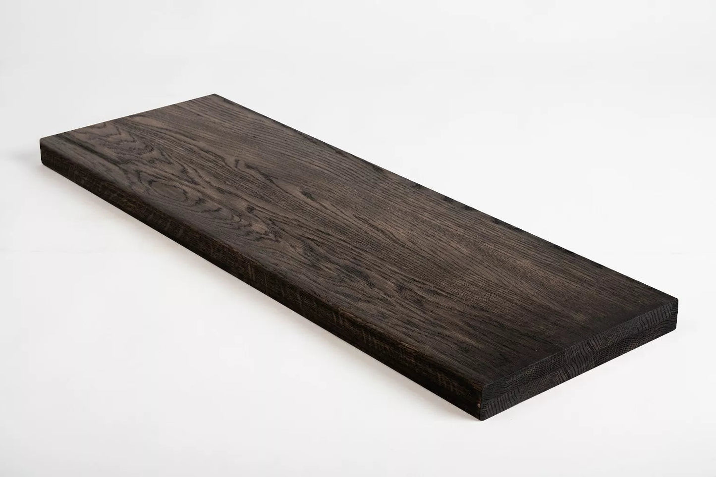 Shelf Stair tread Risers Windowsill Oak Rustic, full stave lamellas, 40 mm, 2-layer, Black oil
