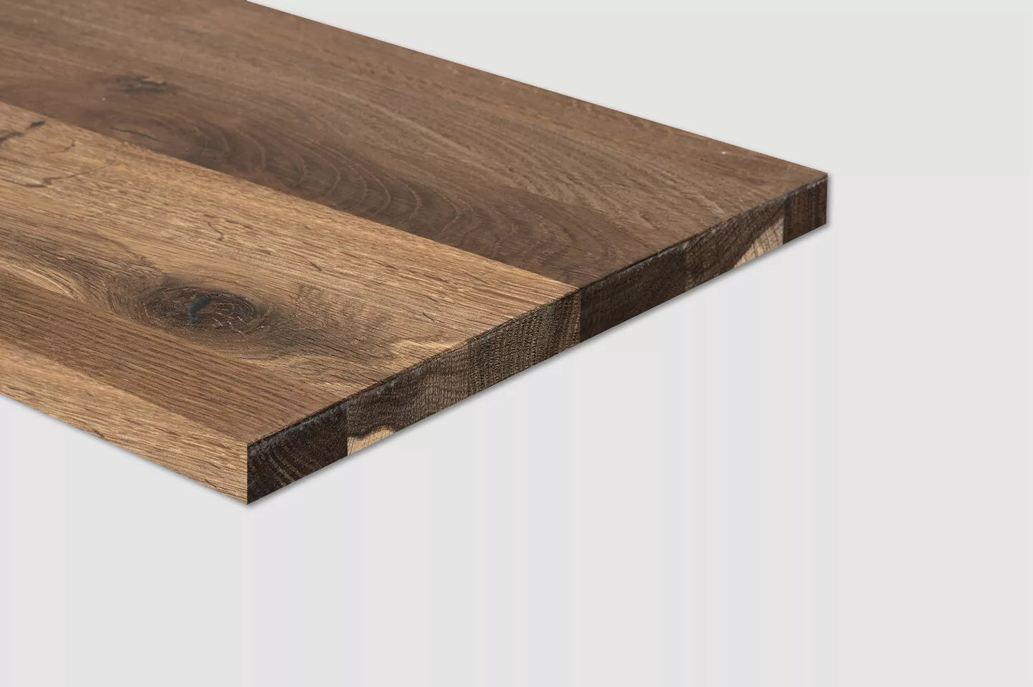 Shelf Stair tread Risers Windowsill Smoked Oak Rustic, full stave lamellas, 20 mm, Hard wax oil nature white