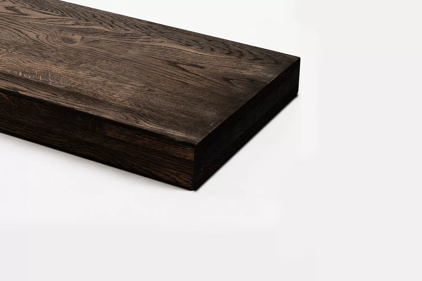 Shelf Stair tread Risers Windowsill Oak Rustic, full stave lamellas, 40 mm, 2-layer, Black oil