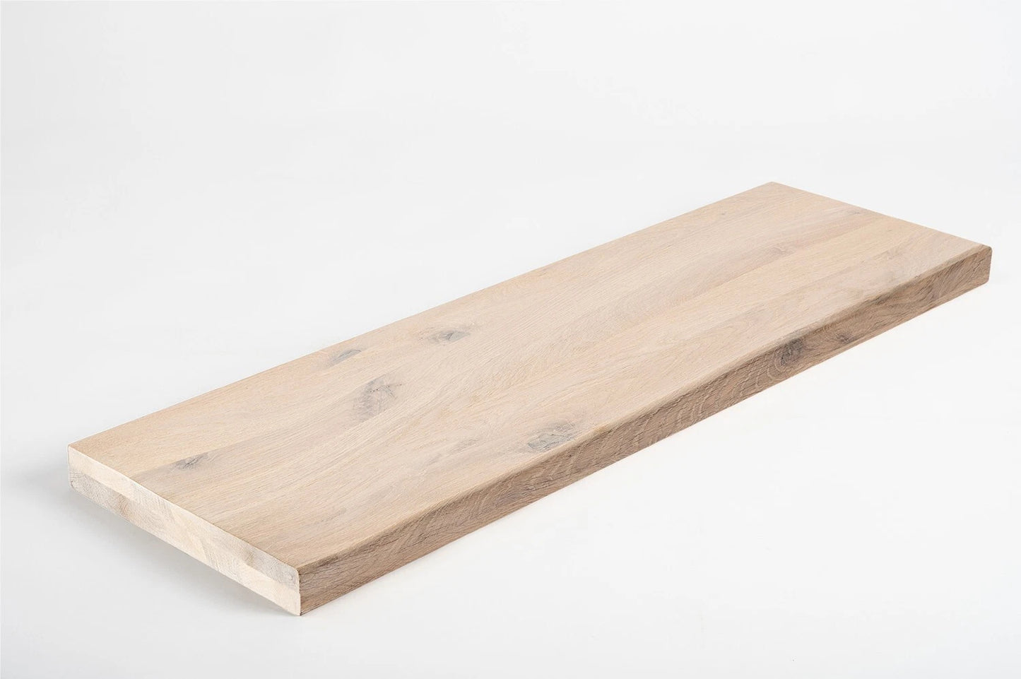 Shelf Stair tread Risers Windowsill Oak Rustic, full stave lamellas, 40 mm, 2-layer, Chalked white oil
