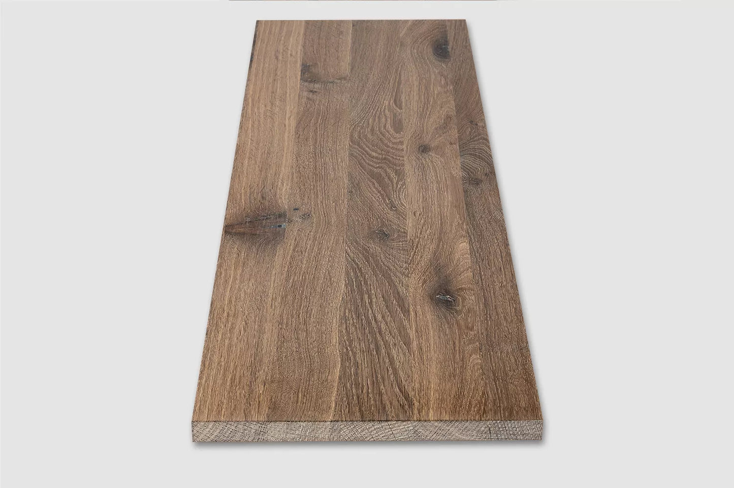Shelf Stair tread Risers Windowsill Smoked Oak Rustic, full stave lamellas, 26 mm, White oil