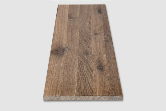 Shelf Stair tread Risers Windowsill Smoked Oak Rustic, full stave lamellas, 26 mm, White oil