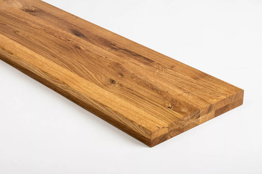 Shelf Stair tread Risers Windowsill Oak Rustic, full stave lamellas, 40 mm, 2-layer, Naturally oiled