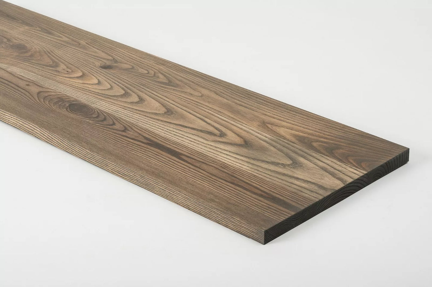Shelf Stair tread Risers Windowsill Ash Rustic, full stave lamellas, 20 mm, Graphite oil