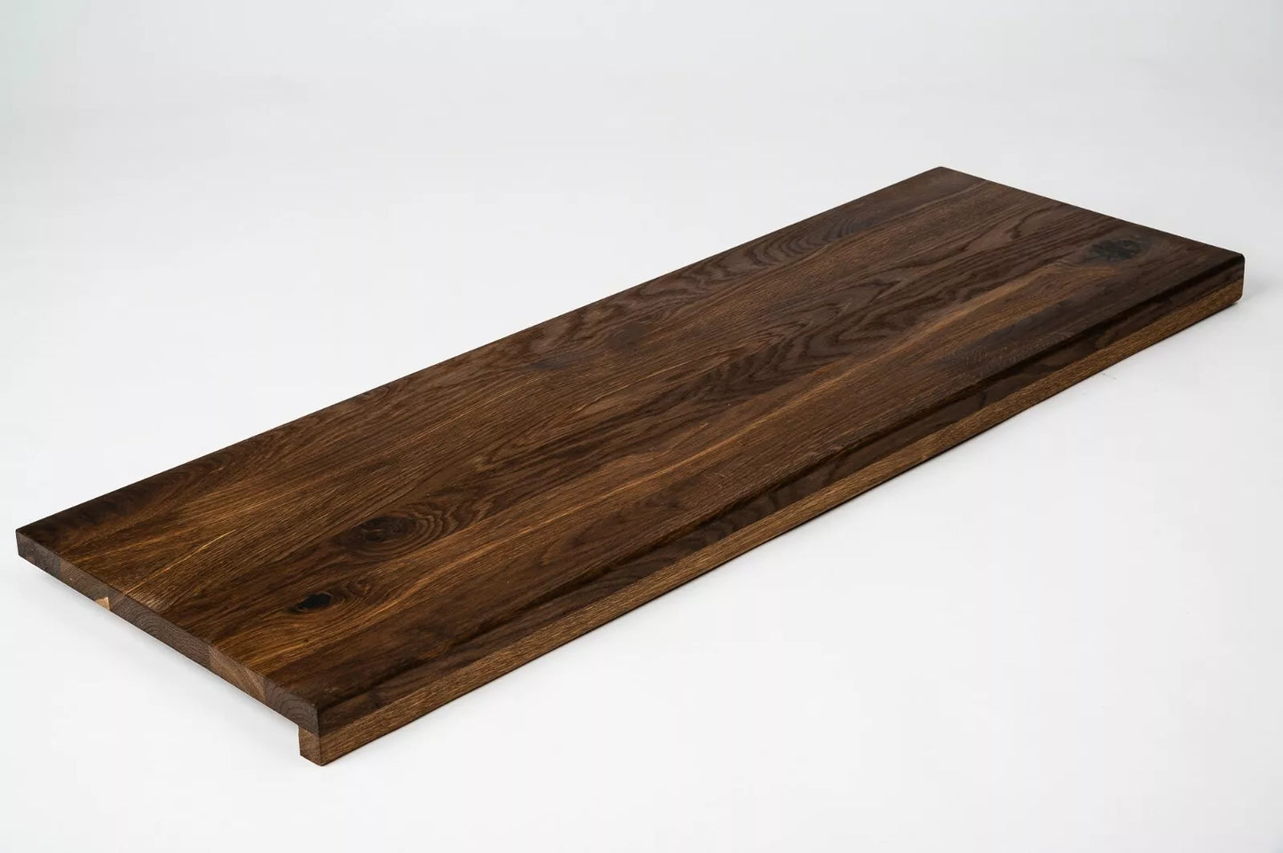 Stair tread Windowsill with overhang Smoked Oak Rustic, full stave lamellas, 26 mm, Naturally oiled
