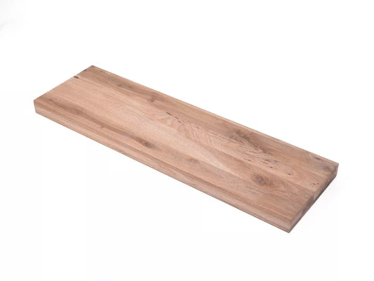 Shelf Stair tread Risers Windowsill Oak Rustic, full stave lamellas, 52 mm, 3-layer, White oil