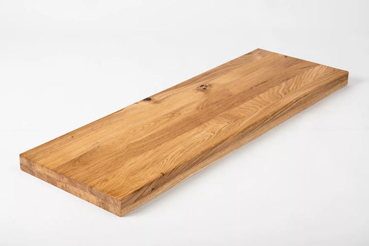 Shelf Stair tread Risers Windowsill Oak Rustic, full stave lamellas, 40 mm, 2-layer, Hard wax oil natur (colourless)