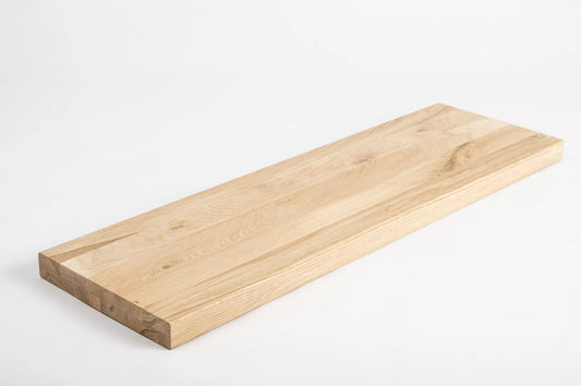 Shelf Stair tread Risers Windowsill Oak Rustic, full stave lamellas, 40 mm, 2-layer, Hard wax oil nature white