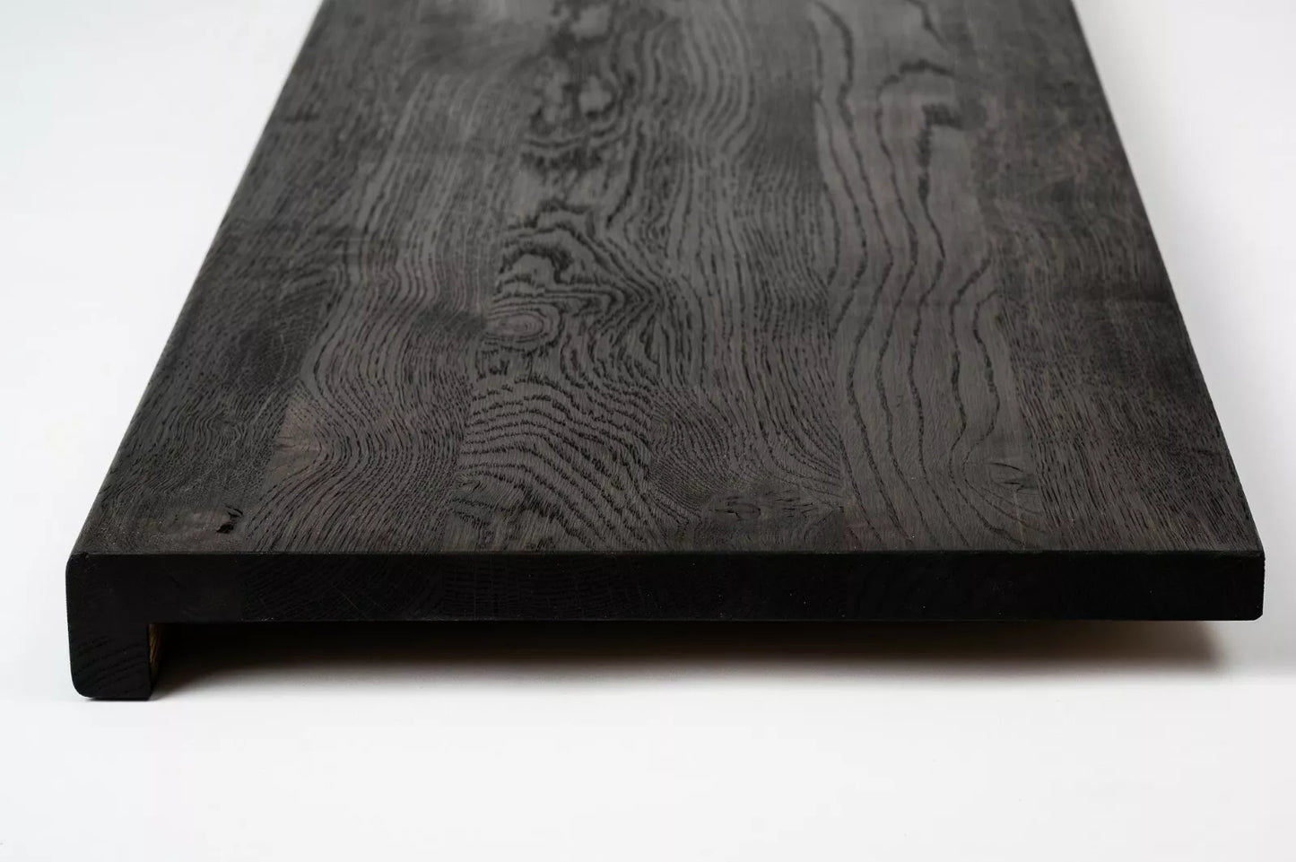 Stair tread Windowsill with overhang Smoked Oak Rustic, full stave lamellas, 26 mm, Black oil