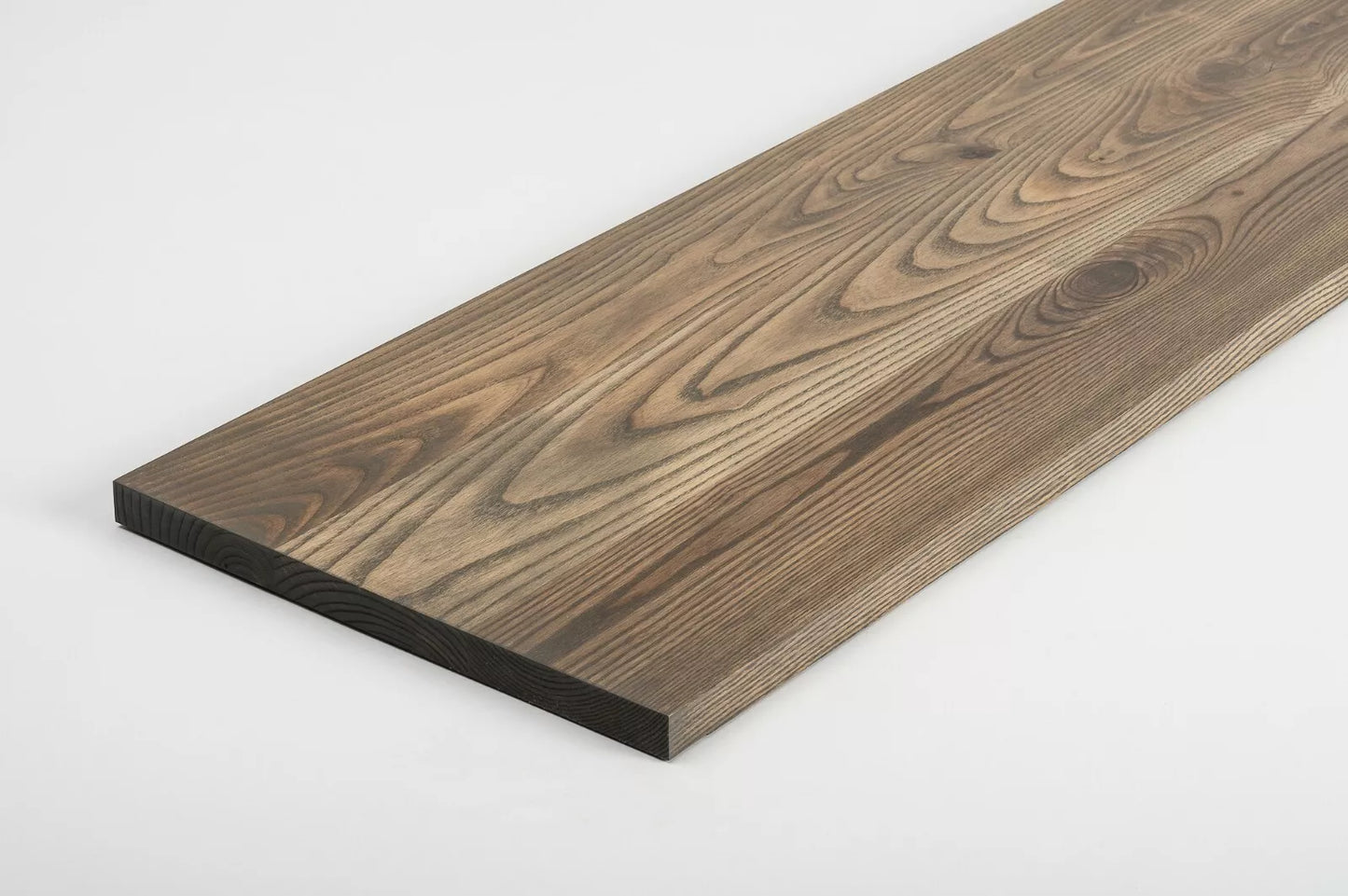 Shelf Stair tread Risers Windowsill Ash Rustic, full stave lamellas, 20 mm, Graphite oil