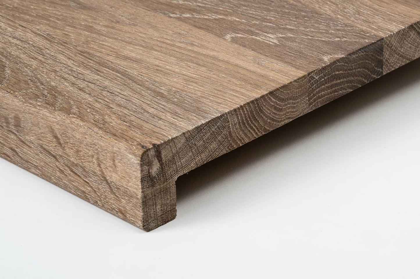 Stair tread Windowsill with overhang Smoked Oak Rustic, full stave lamellas, 26 mm, White oil