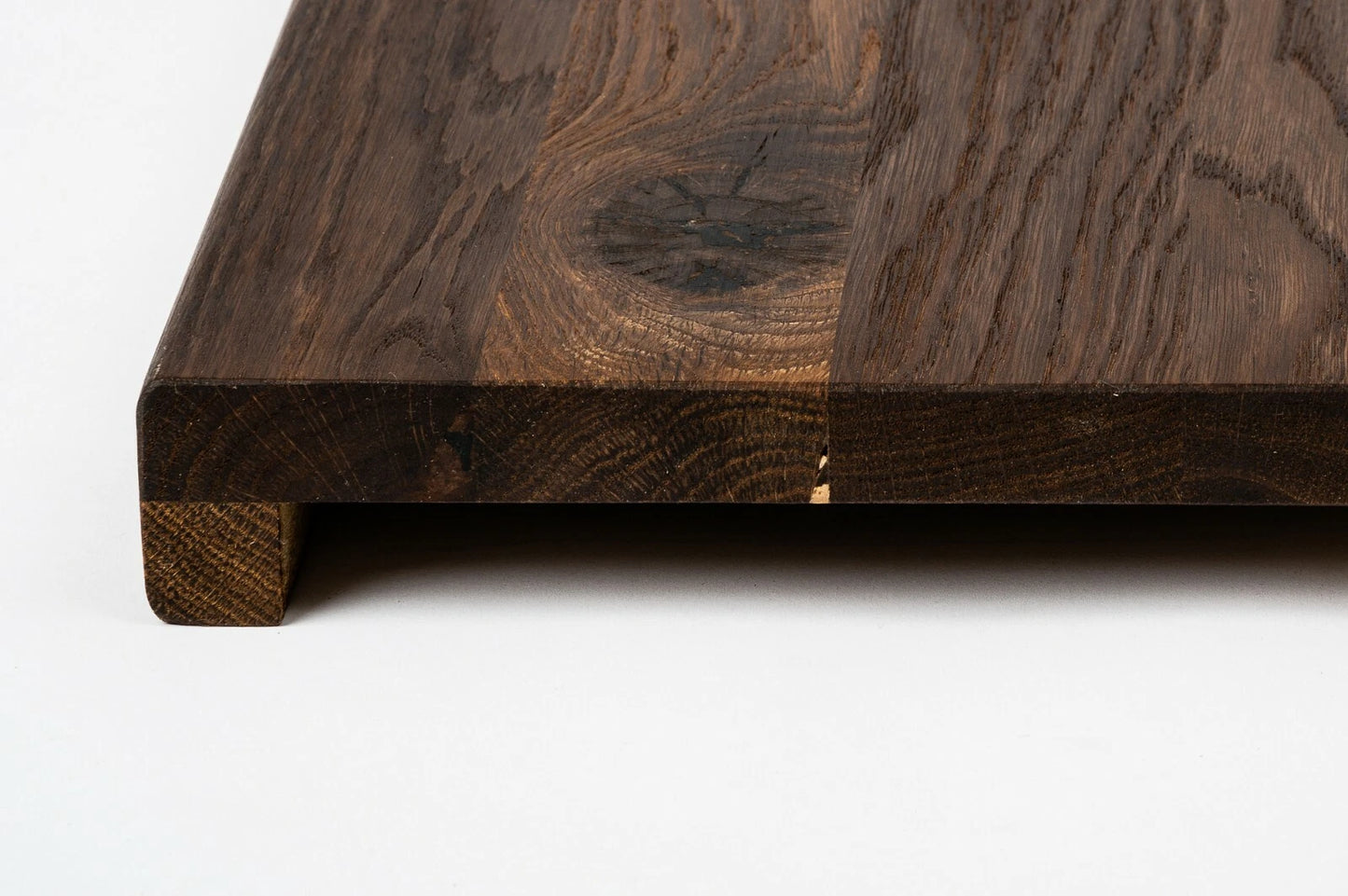 Stair tread Windowsill with overhang Smoked Oak Rustic, full stave lamellas, 26 mm, Naturally oiled