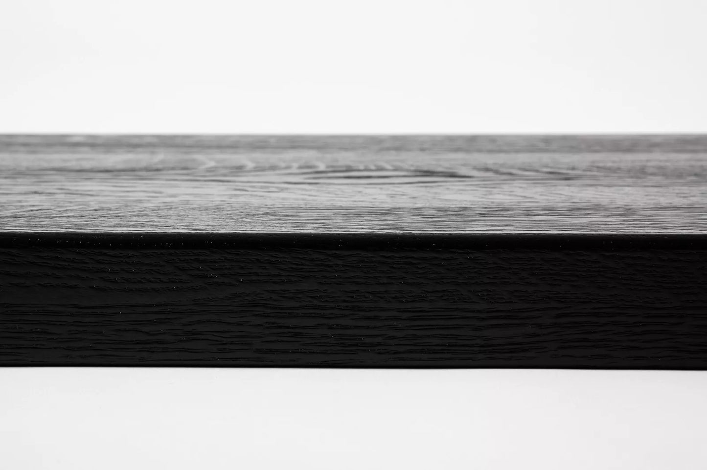 Stair tread Windowsill with overhang Oak A/B, full stave lamellas, 20 mm, Brushed, Graphite black lacquered (RAL9011)