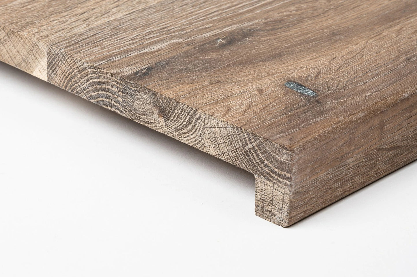Stair tread Windowsill with overhang Smoked Oak Rustic, full stave lamellas, 26 mm, White oil