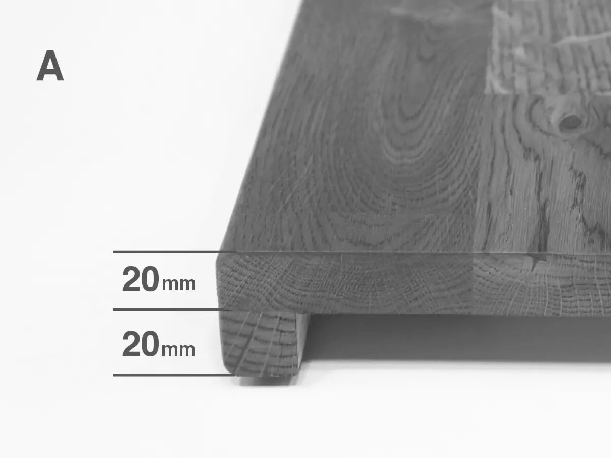 Stair tread Windowsill with overhang  Ash Rustic, full stave lamellas, 20 mm, Naturally oiled