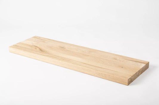 Shelf Stair tread Risers Windowsill Oak Rustic, full stave lamellas, 40 mm, 2-layer, Hard wax oil nature white