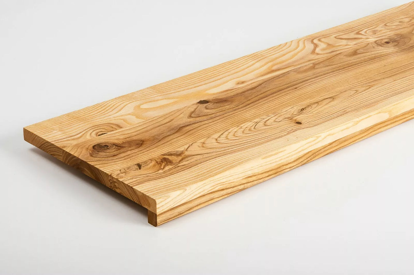 Stair tread Windowsill with overhang  Ash Rustic, full stave lamellas, 20 mm, Naturally oiled