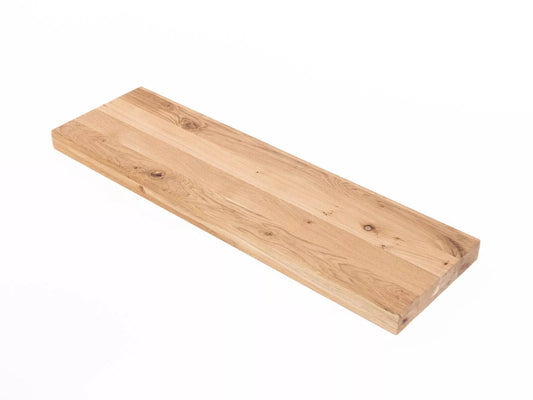 Shelf Stair tread Risers Windowsill Oak Rustic, full stave lamellas, 52 mm, 3-layer, Hard wax oil nature white
