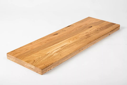 Shelf Stair tread Risers Windowsill Oak Rustic, full stave lamellas, 40 mm, 2-layer, Matte lacquere