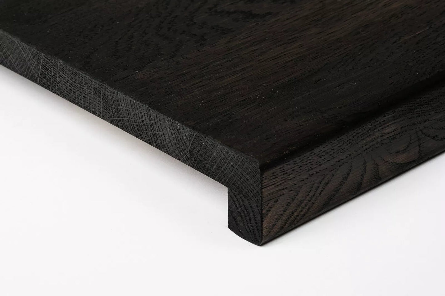 Stair tread Windowsill with overhang Smoked Oak Rustic, full stave lamellas, 26 mm, Black oil