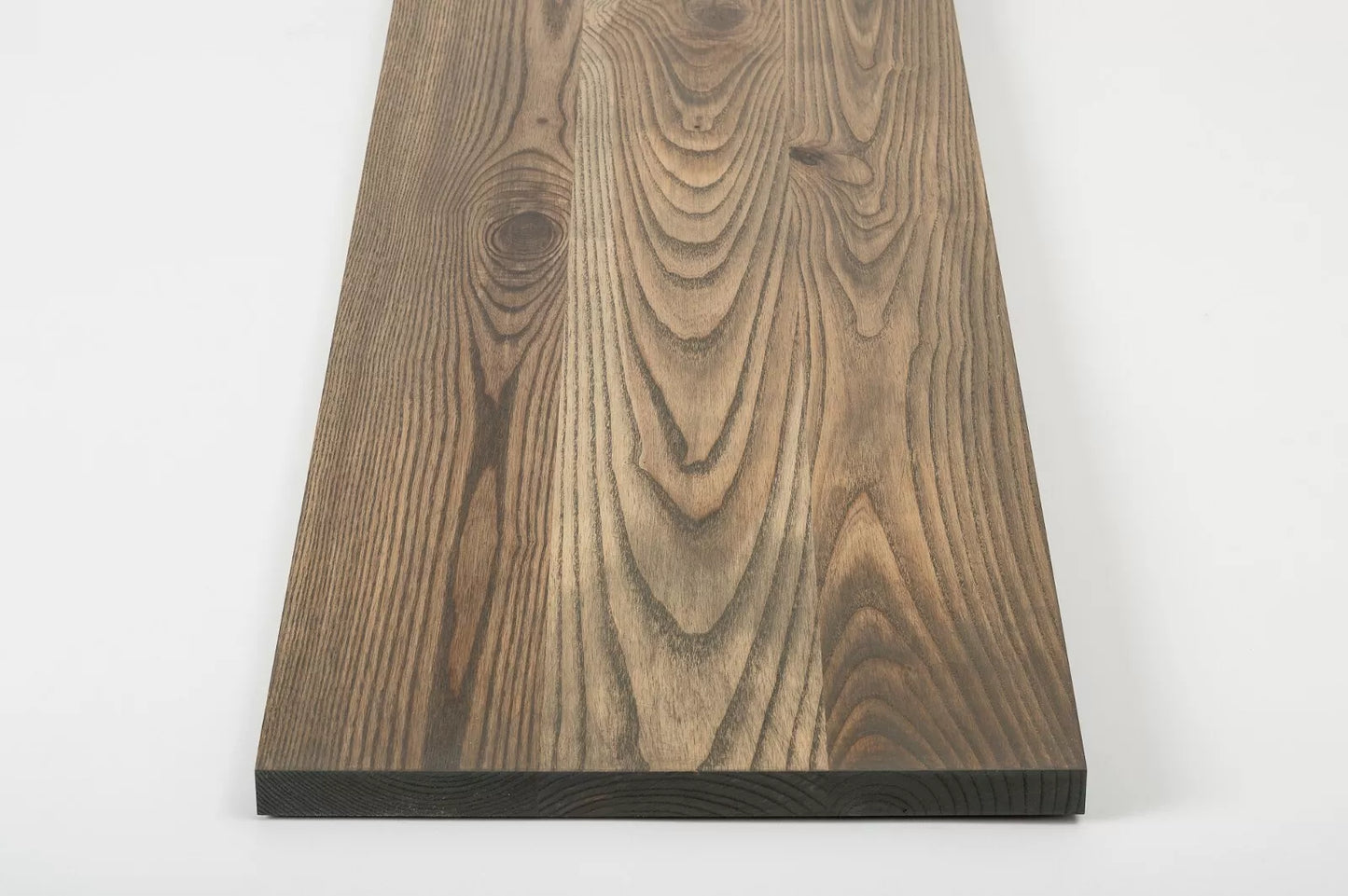 Shelf Stair tread Risers Windowsill Ash Rustic, full stave lamellas, 20 mm, Graphite oil
