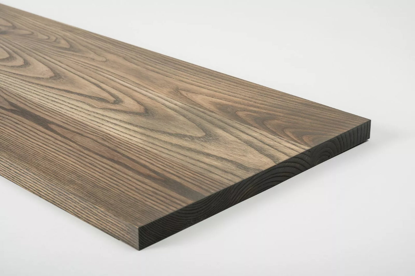 Shelf Stair tread Risers Windowsill Ash Rustic, full stave lamellas, 20 mm, Graphite oil