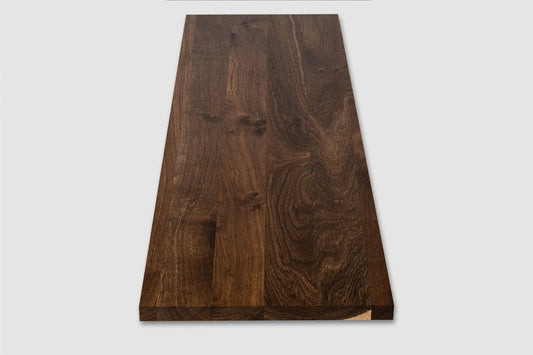 Shelf Stair tread Risers Windowsill Smoked Oak Rustic, full stave lamellas, 20 mm, Matte lacquered