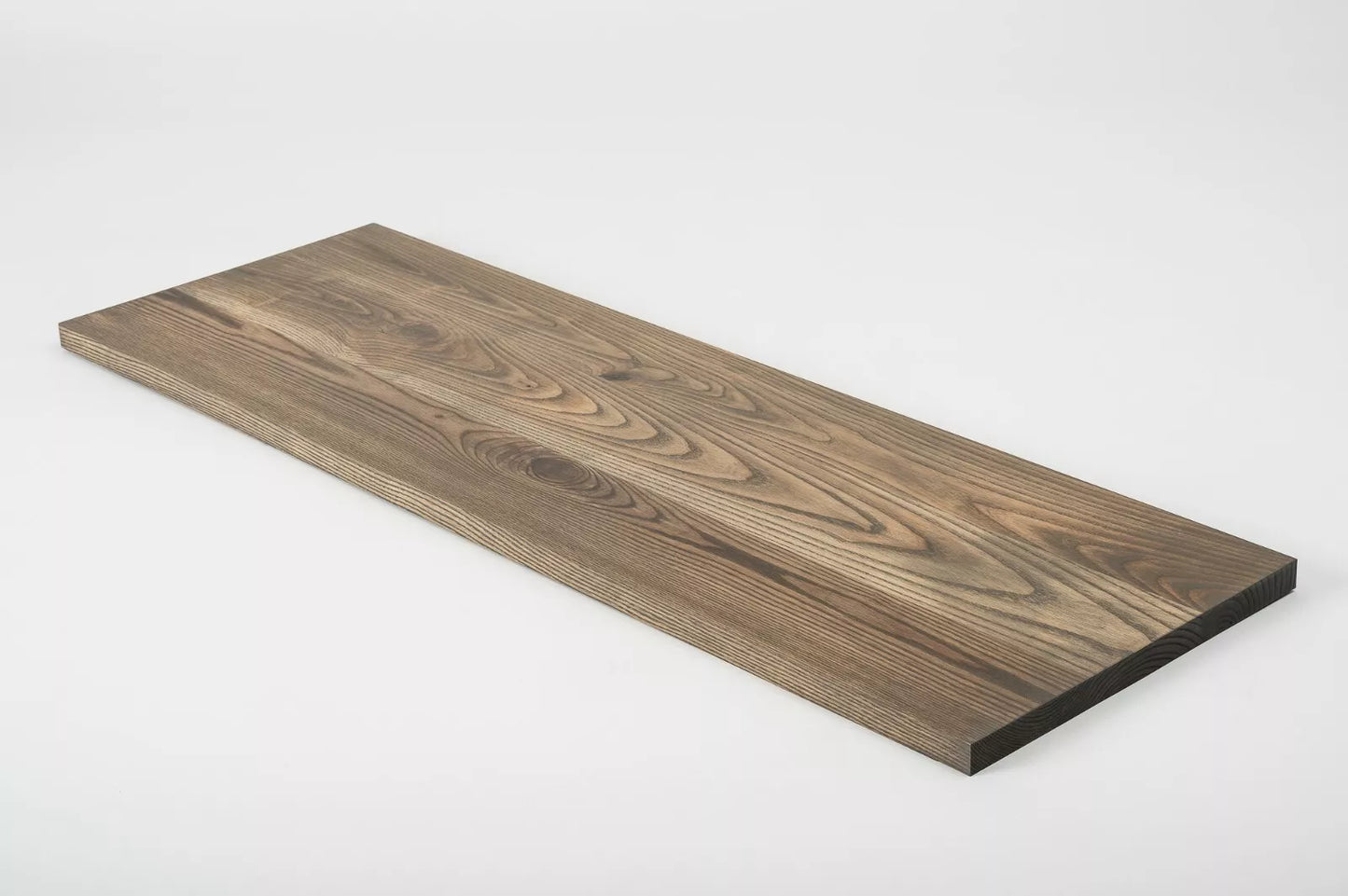 Shelf Stair tread Risers Windowsill Ash Rustic, full stave lamellas, 20 mm, Graphite oil