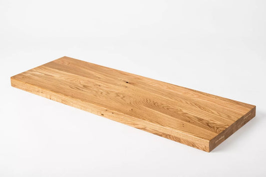 Shelf Stair tread Risers Windowsill Oak Rustic, full stave lamellas, 40 mm, 2-layer, Matte lacquere