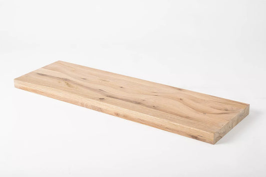 Shelf Stair tread Risers Windowsill Oak Rustic, full stave lamellas, 40 mm, 2-layer, White oil