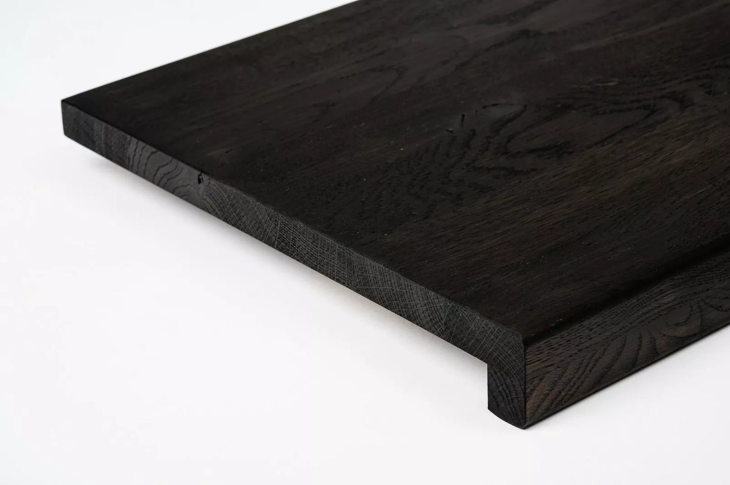Stair tread Windowsill with overhang Smoked Oak Rustic, full stave lamellas, 26 mm, Black oil