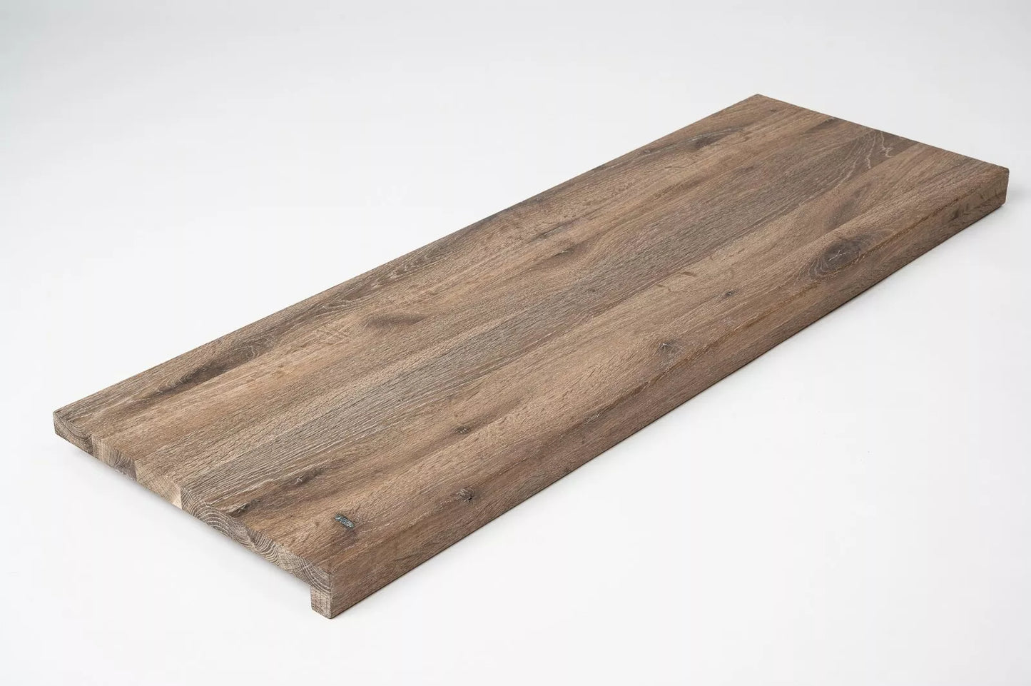 Stair tread Windowsill with overhang Smoked Oak Rustic, full stave lamellas, 20 mm, White oil