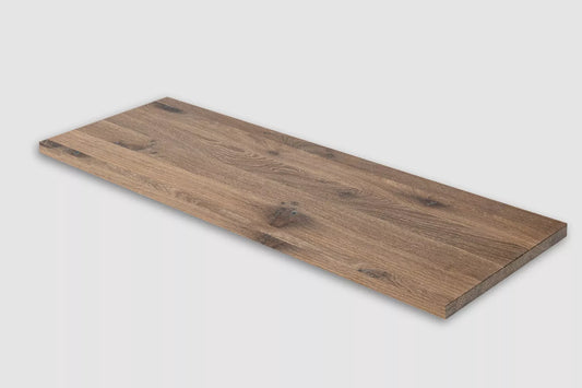 Shelf Stair tread Risers Windowsill Smoked Oak Rustic, full stave lamellas, 26 mm, White oil