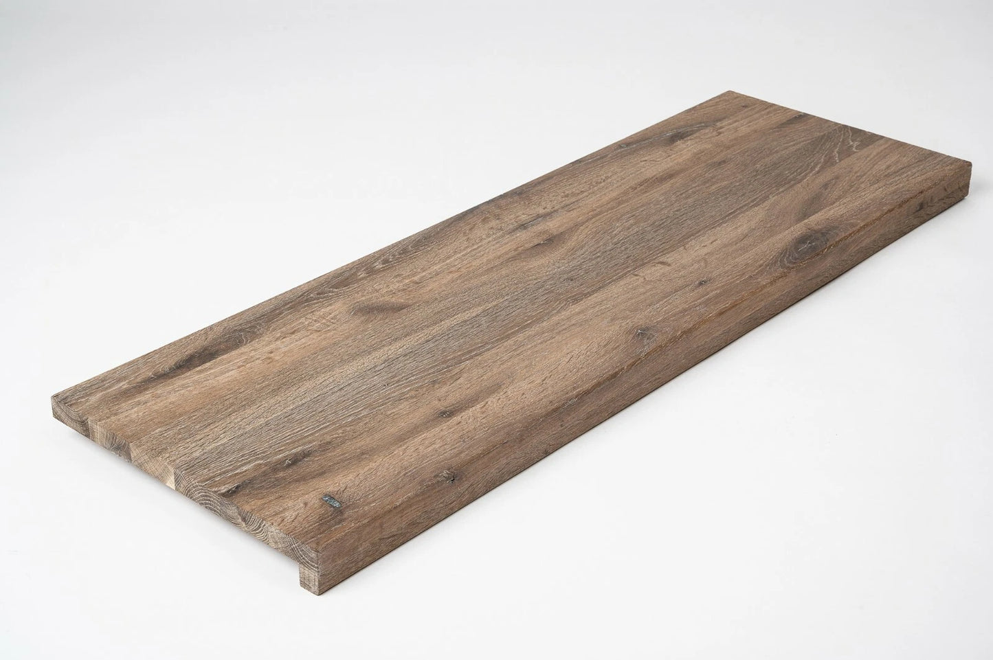 Stair tread Windowsill with overhang Smoked Oak Rustic, full stave lamellas, 26 mm, White oil