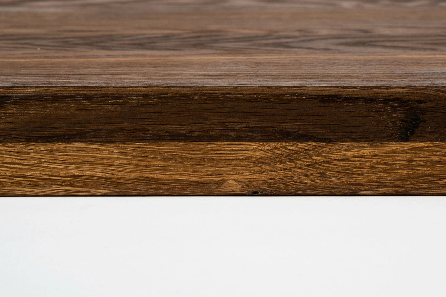 Stair tread Windowsill with overhang Smoked Oak Rustic, full stave lamellas, 26 mm, Naturally oiled
