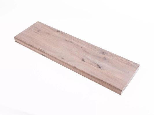 Shelf Stair tread Risers Windowsill Oak Rustic, full stave lamellas, 52 mm, 3-layer, Chalked white oil
